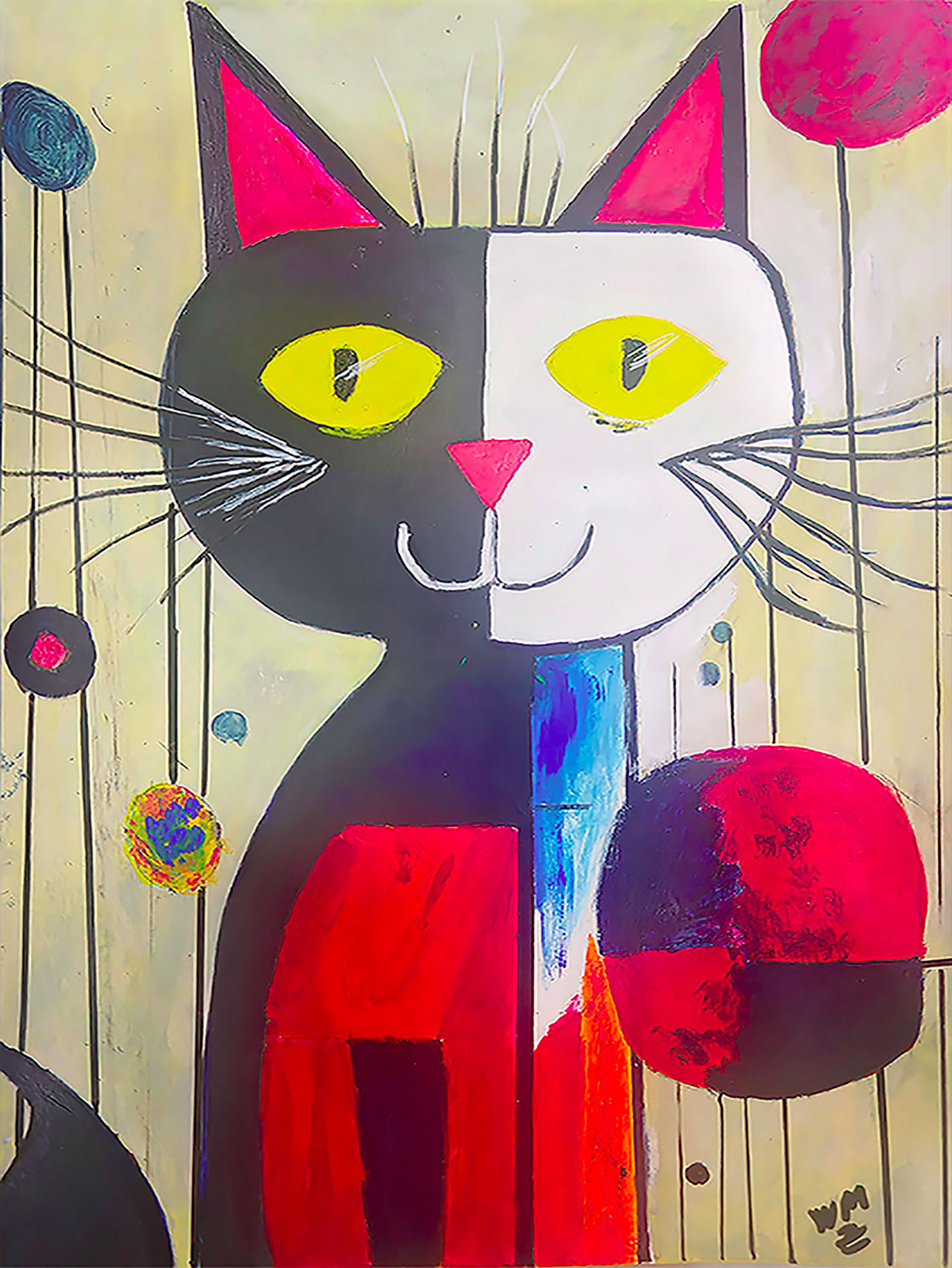 Totemisme mental, Les Maitres chats, titre : Chat de Miró N°2